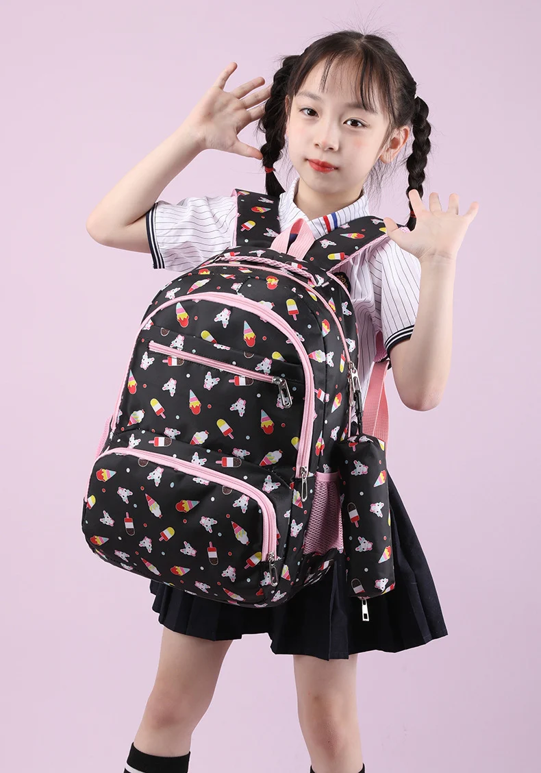 3pcs Ice Cream Pattern Fashionable Backpack With Shoulder Bag And Coin Purse - Image 2