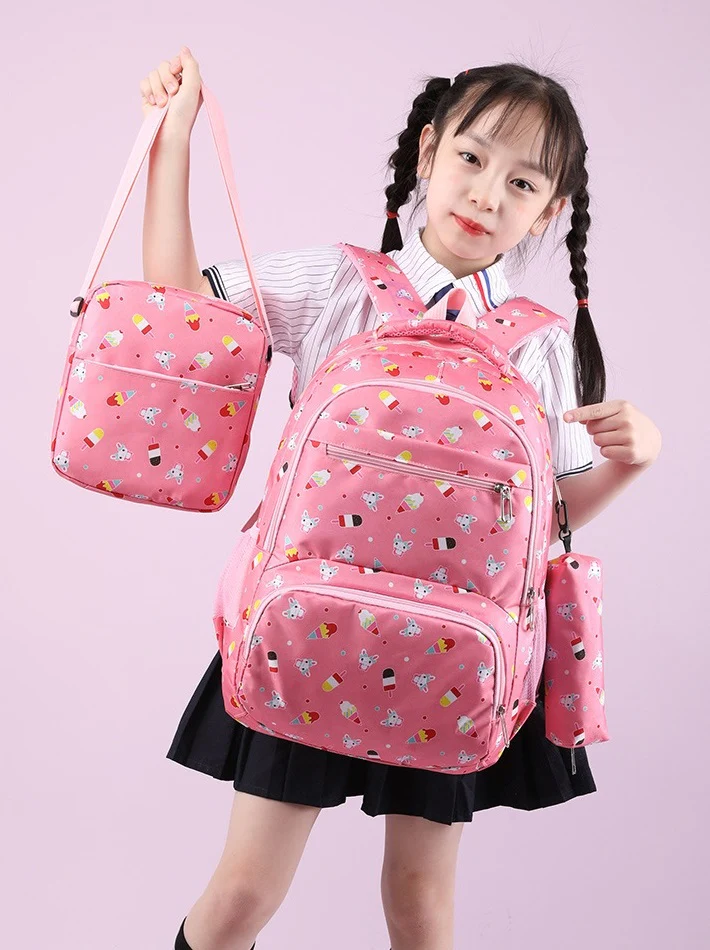 3pcs Ice Cream Pattern Fashionable Backpack With Shoulder Bag And Coin Purse - Image 9