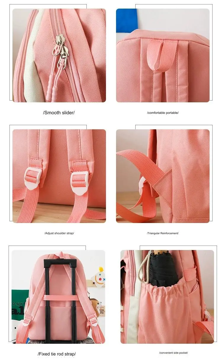 4 pcs Set Girls Backpack Large Capacity School College Travel Bag W16 - Image 11