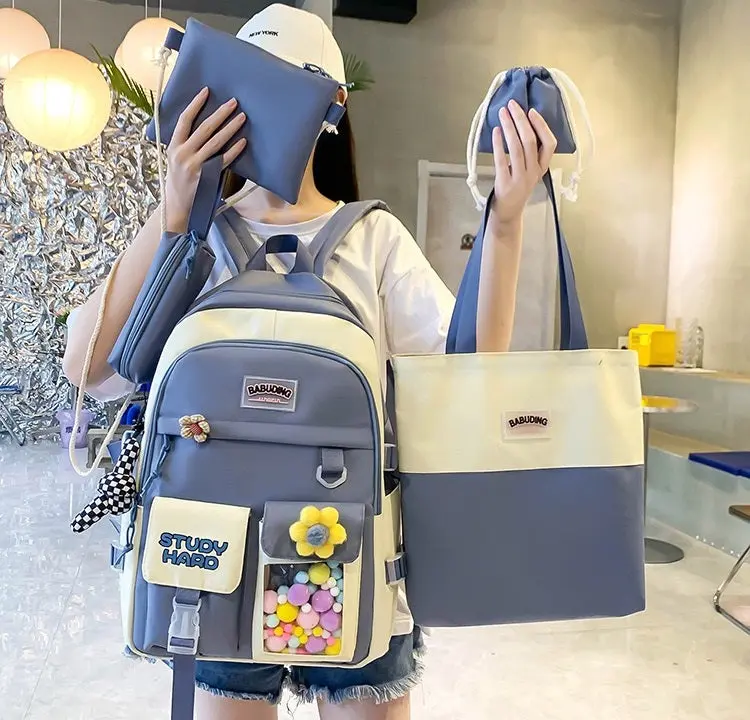 New High School Five-Piece set of Multi-Compartment Fashion Schoolbag 3002 - Image 11