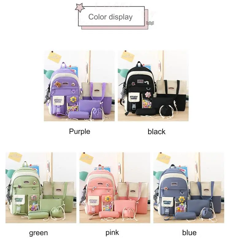 New High School Five-Piece set of Multi-Compartment Fashion Schoolbag 3002 - Image 12