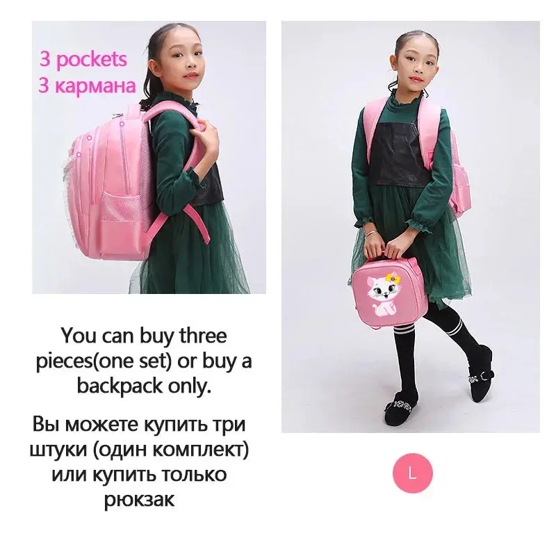 3 Pieces Pink Cat Children Backpack School Bags for girls 4136-1 - Image 9