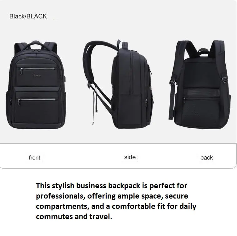 Anti-theft Business Laptop Backpack Bag for Men Women with USB Charging Port 1229 - Image 3