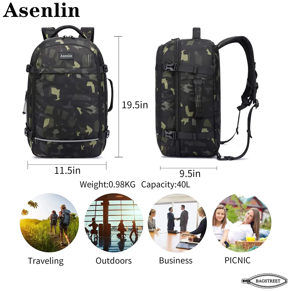 Asenlin 40L Travel Backpack for Women Men 17 Inch Laptop Backpack Flight Approved Luggage Carry On - Image 6