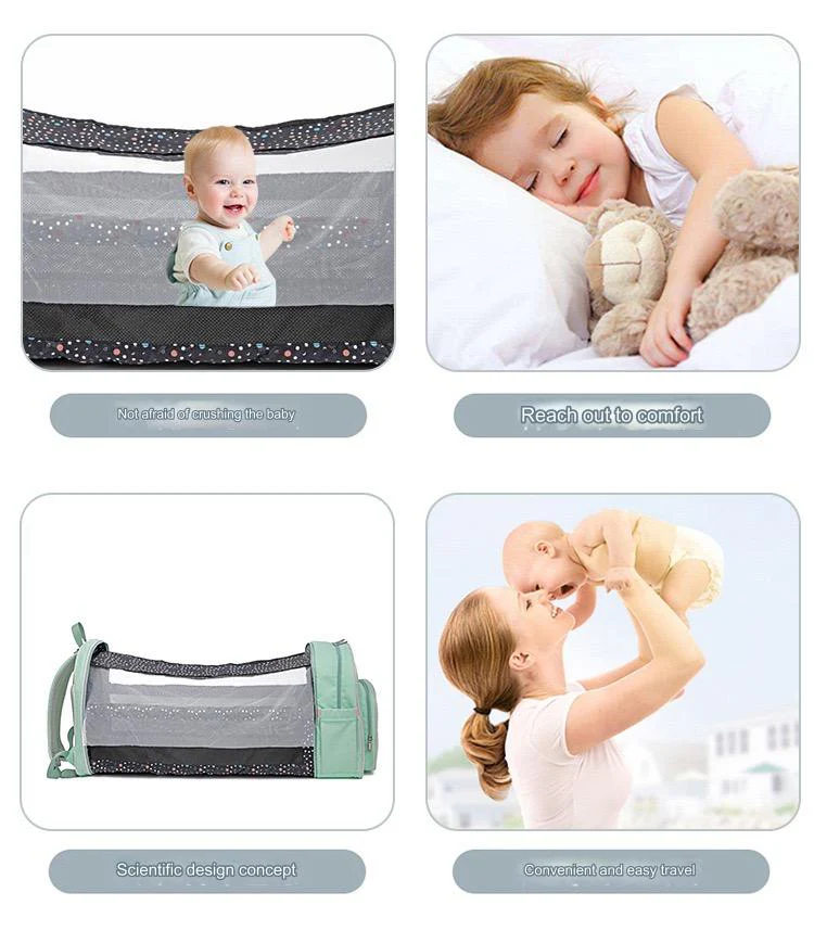 Grey Baby Nappy Diaper Backpack, Foldable Stroller Bag, Mosquito Net 4124 - Image 7