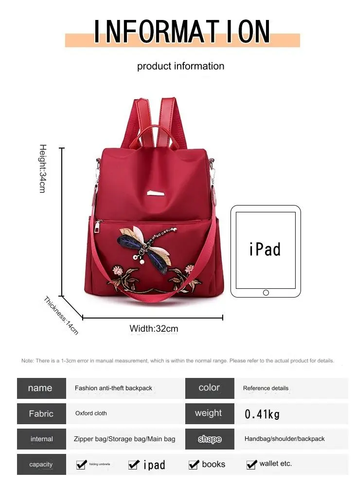 Simple Embroidery backpack. Multiple way To Carry. 1213 - Image 5