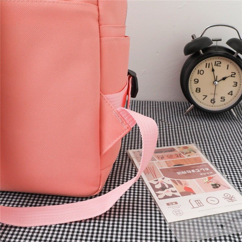 Canvas multiple pocket student college 5pcs Set side bags girls backpack 1225 - Image 7