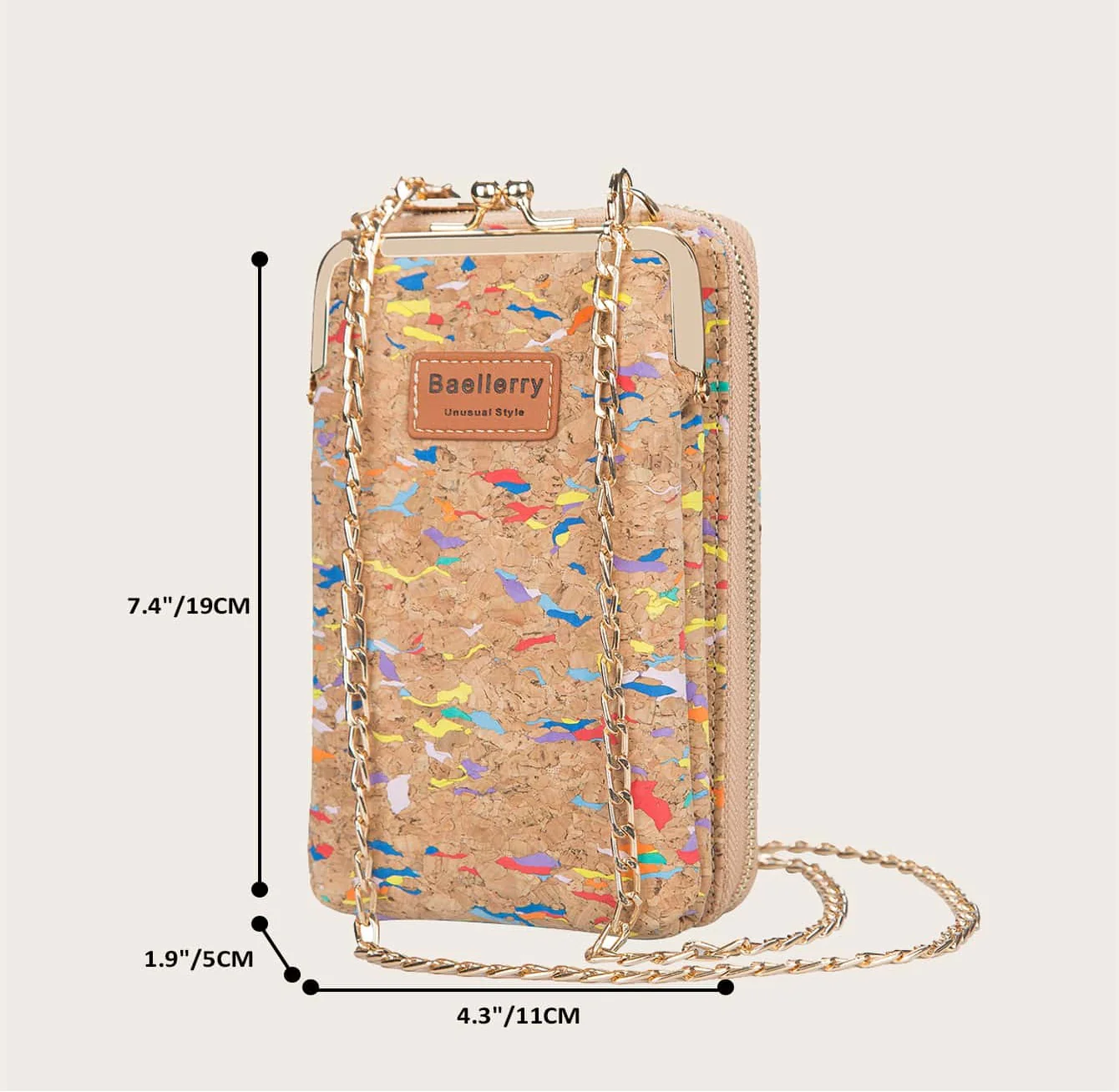 Baellerry Letter Patched Detail Colorblock Chain Phone Wallet 6003 - Image 5