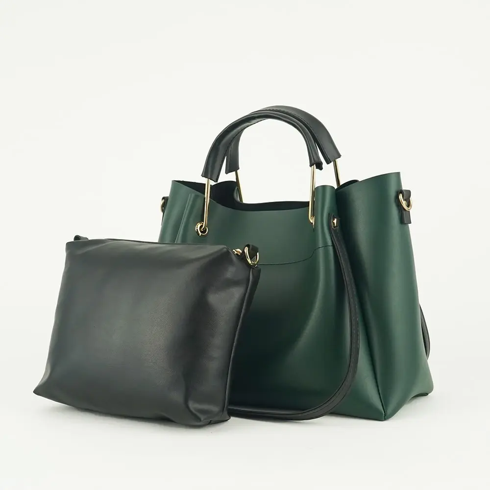 Green 2 in 1 Ladies Tote Bag 8850-2 - Image 3
