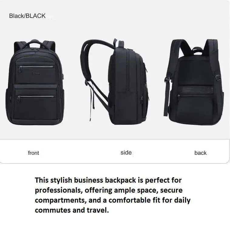 Anti-theft Business Laptop Backpack Bag for Men Women with USB Charging Port 1229 - Image 3