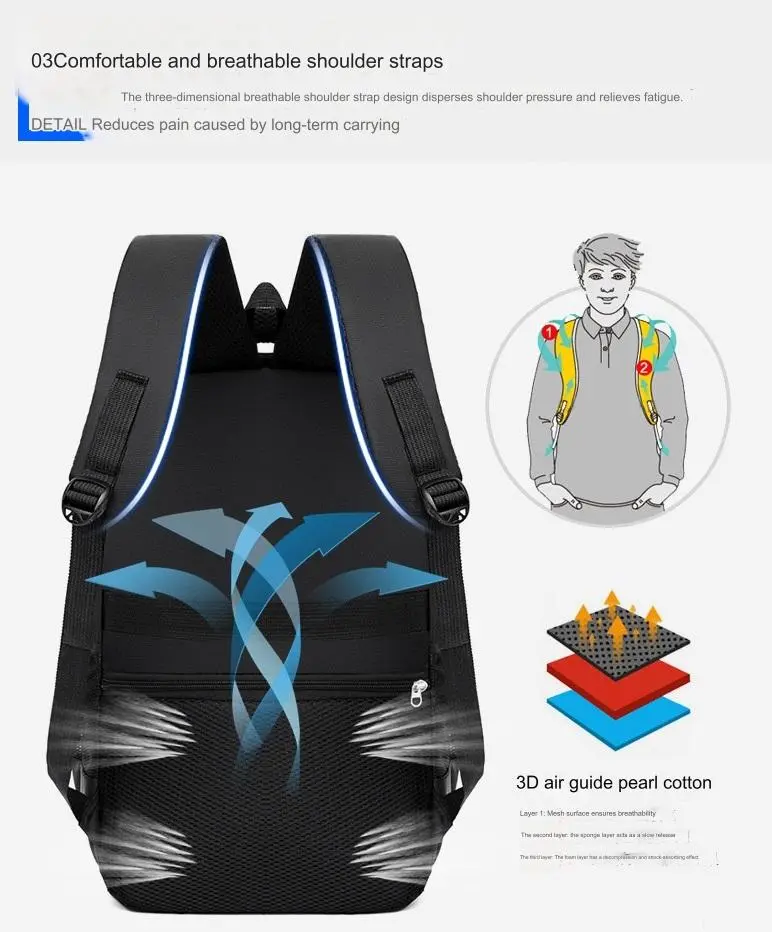 GB School Bag 1215 Business Office Work Men's Backpack Multifunctional Laptop Waterproof Oxford Cloth School Bag - Image 7
