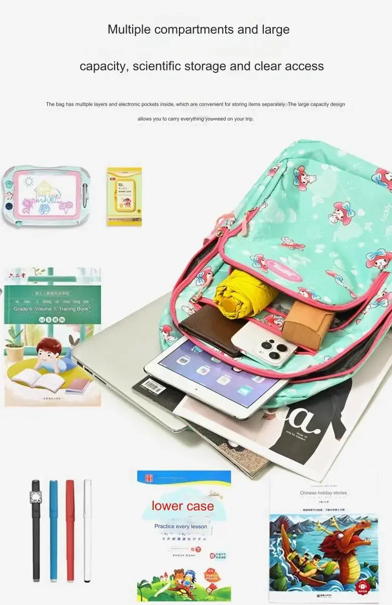 Waterproof Bow Print Student Backpack 1217 - Image 10