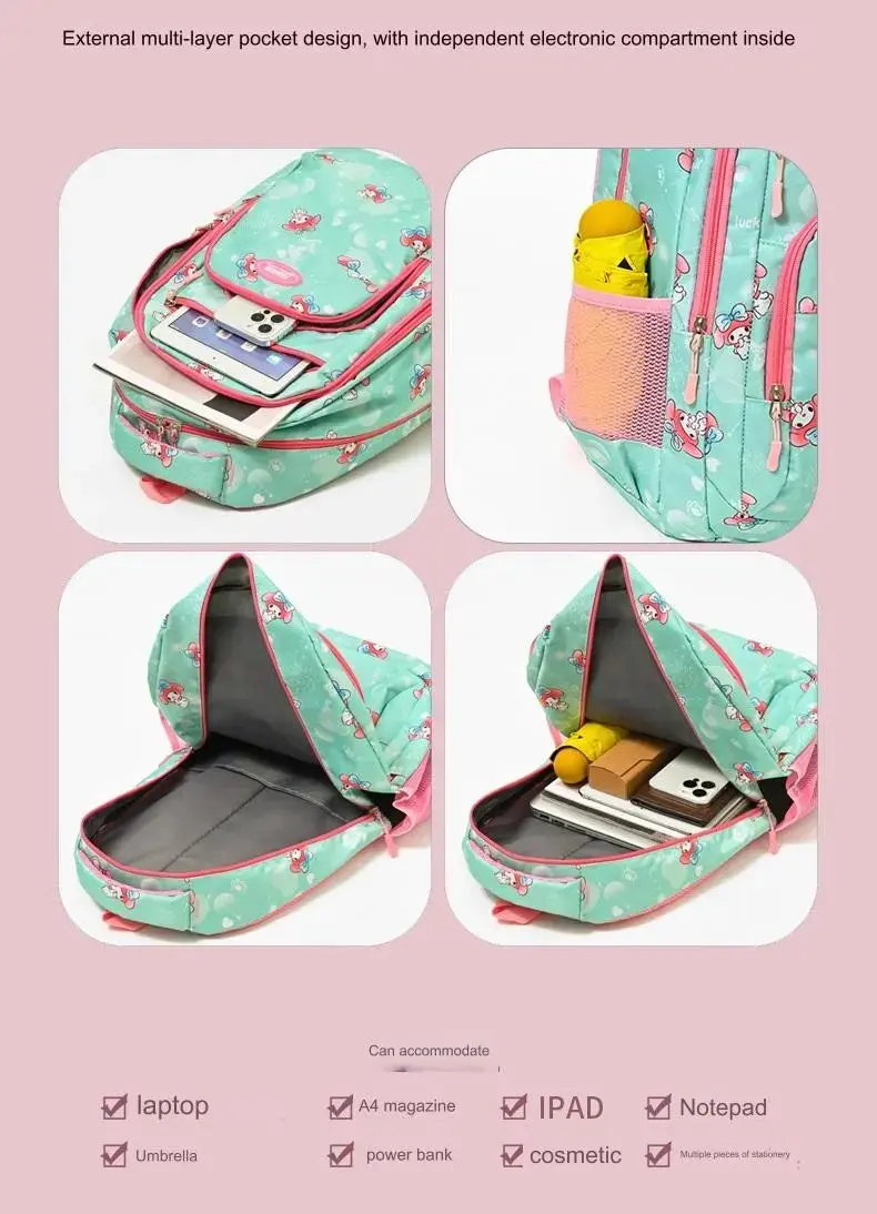Waterproof Bow Print Student Backpack 1217 - Image 9