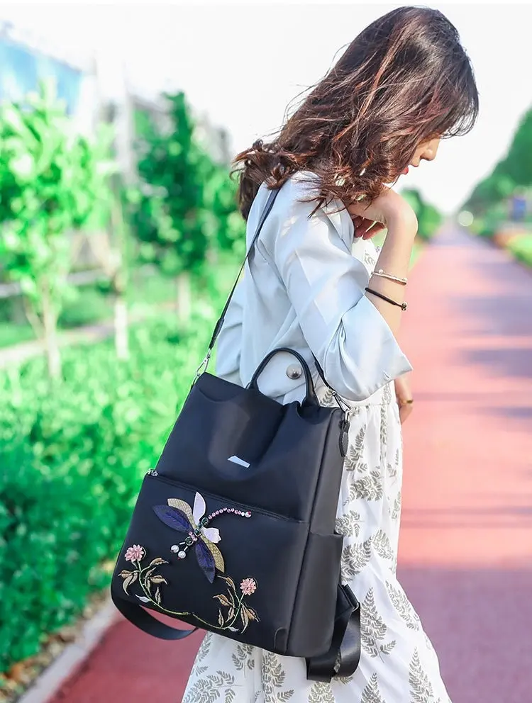 Simple Embroidery backpack. Multiple way To Carry. 1213 - Image 3