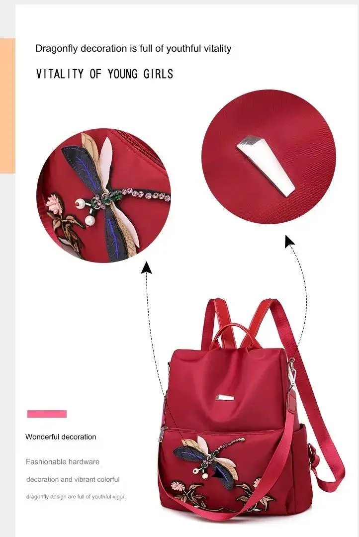 Simple Embroidery backpack. Multiple way To Carry. 1213 - Image 8