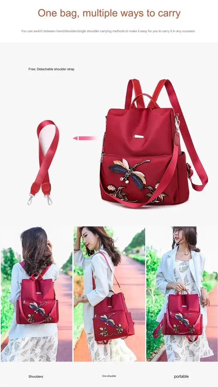 Simple Embroidery backpack. Multiple way To Carry. 1213 - Image 9