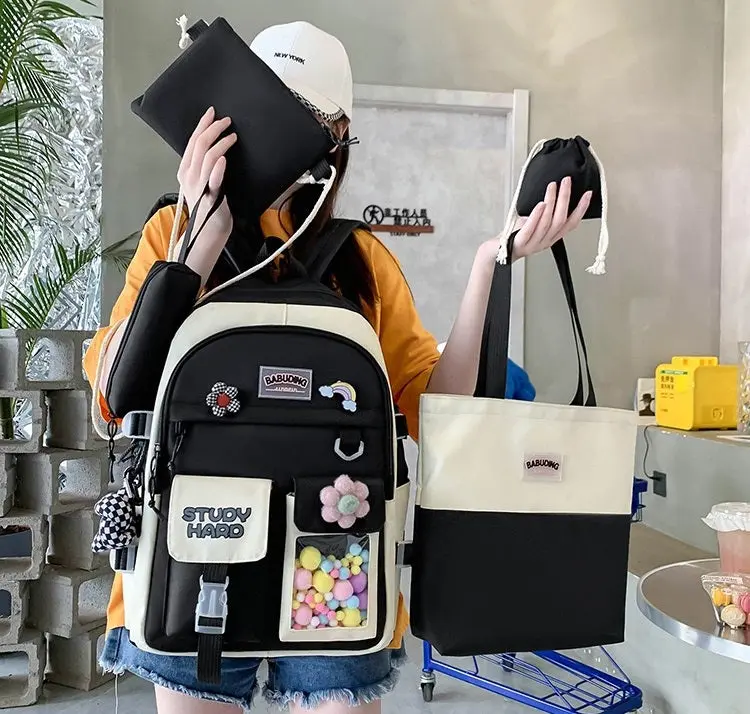 New High School Five-Piece set of Multi-Compartment Fashion Schoolbag 3002 - Image 11