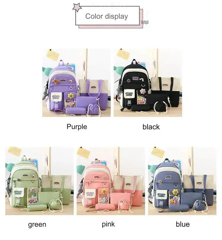 New High School Five-Piece set of Multi-Compartment Fashion Schoolbag 3002 - Image 12