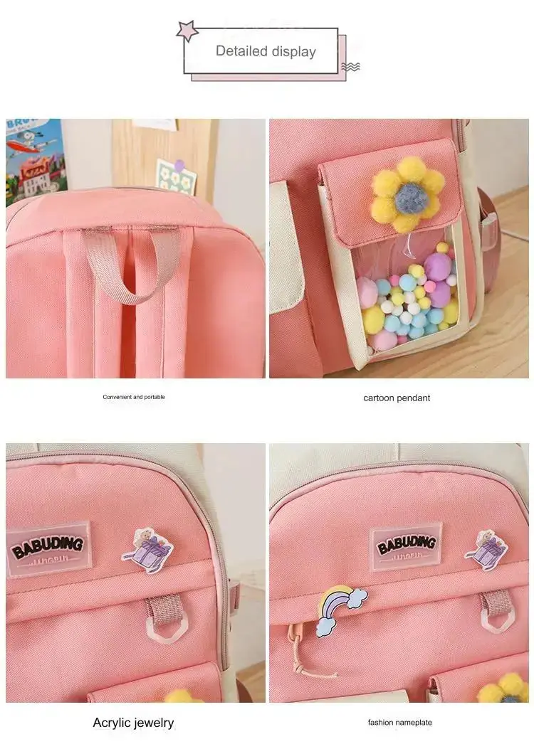 New High School Five-Piece set of Multi-Compartment Fashion Schoolbag 3002 - Image 8