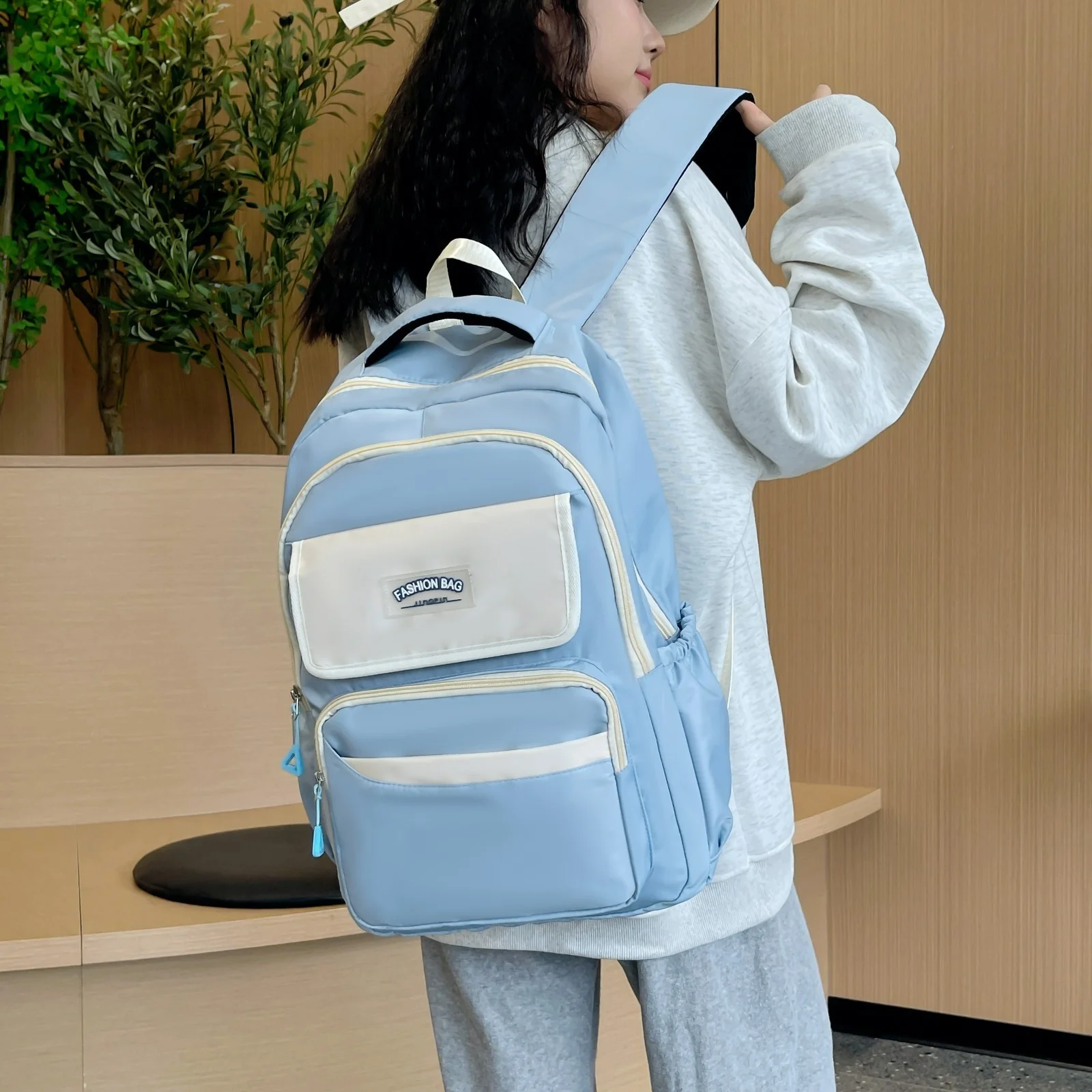 Blue Cute Fashion School Backpack 05 - Image 9