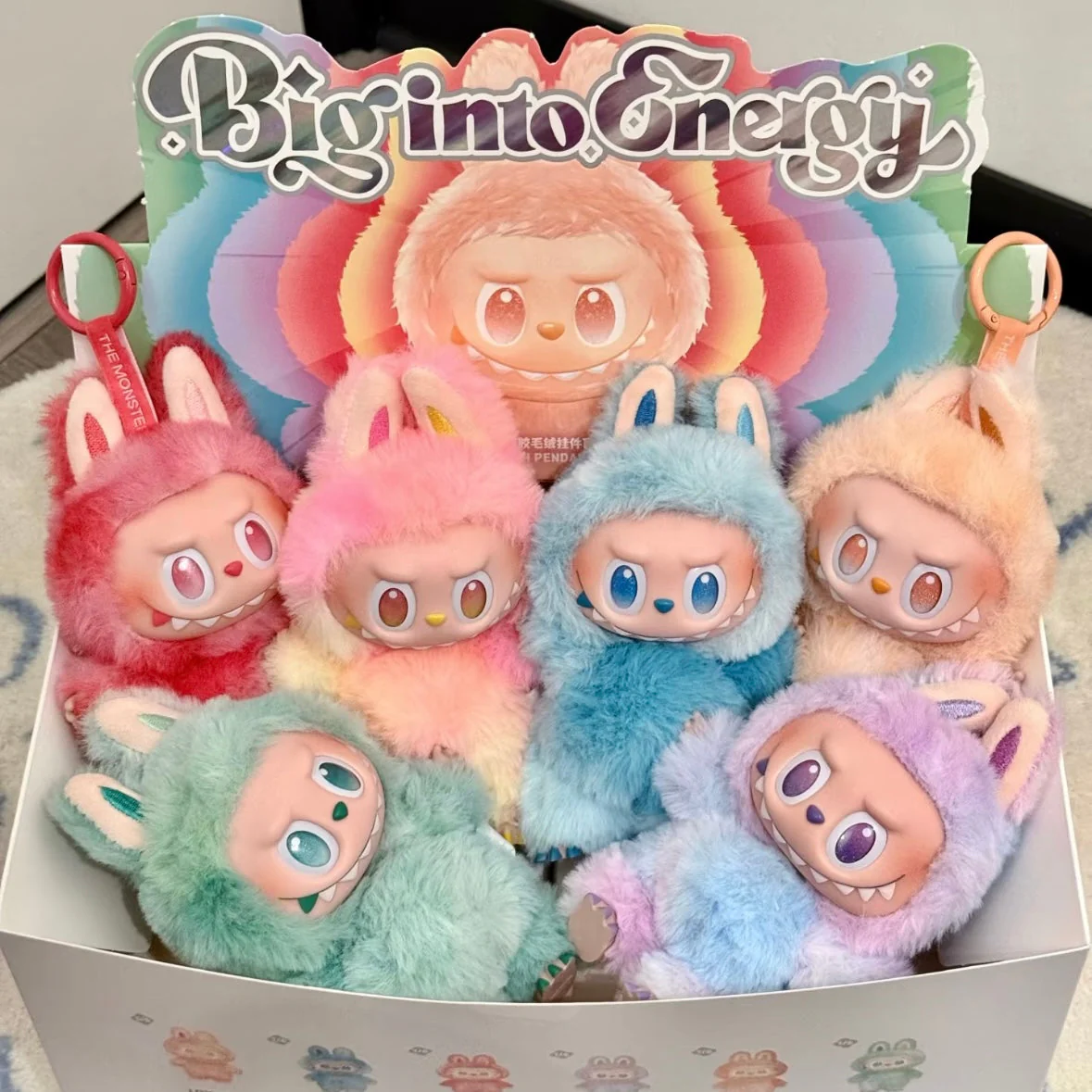 Peach Labubu Big Into Energy Monster Keychain  - 1 PC - Image 3