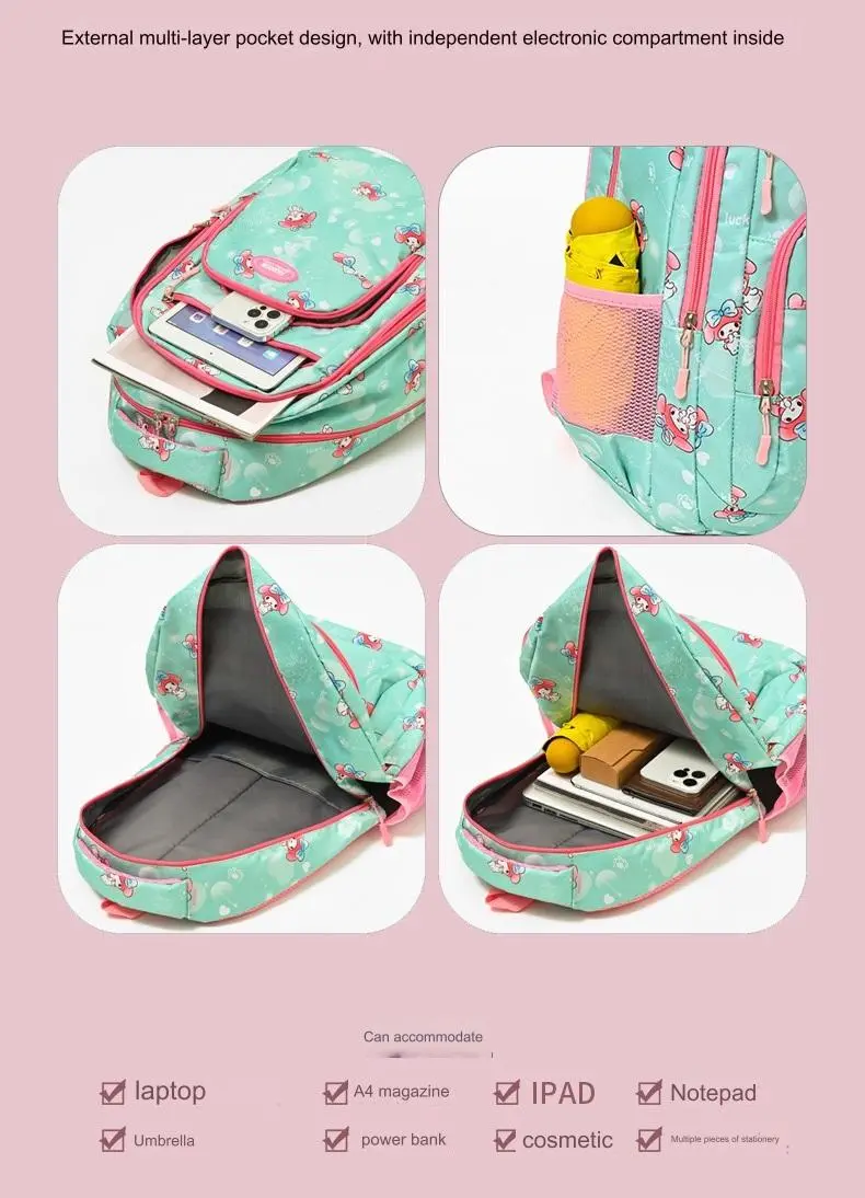 Waterproof Bow Print Student Backpack 1217 - Image 11