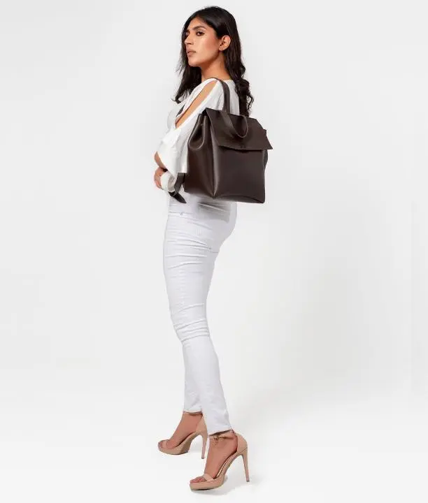 Coffee Women Leather Backpacks 557 - Image 3