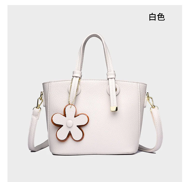 Brown Leather  Handbag with Flower Charm – Stylish Women’s Shoulder & Crossbody Bag 8429 - Image 5