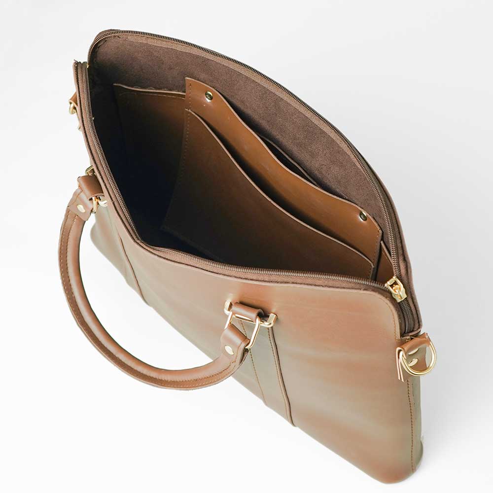 Brown LEATHER LAPTOP BAG  FIT 15.6 INCH.  LAPTOP BAG FOR MEN & WOMEN 610 - Image 4