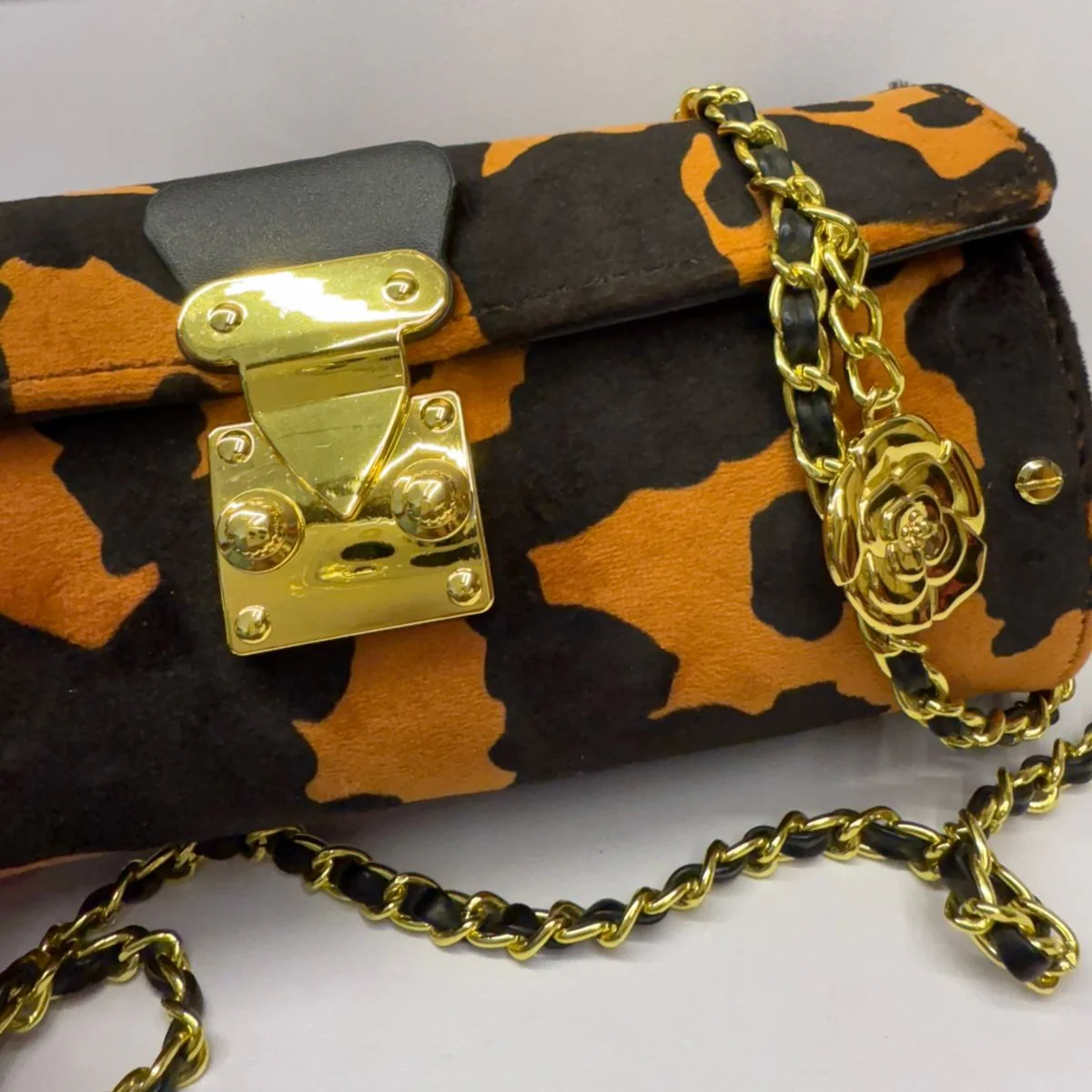 Designer Sling Bag - Orange Black With Box - Image 5