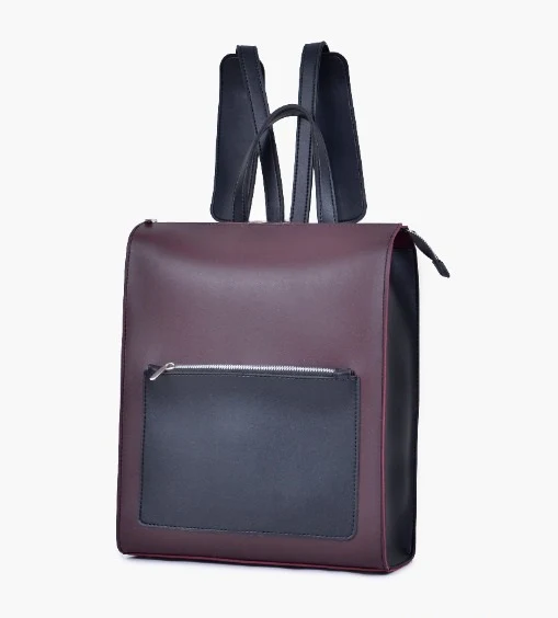 Dark Brown Leather Backpacks For women-Chic Zipper Closure Backpack 557-2 - Image 3
