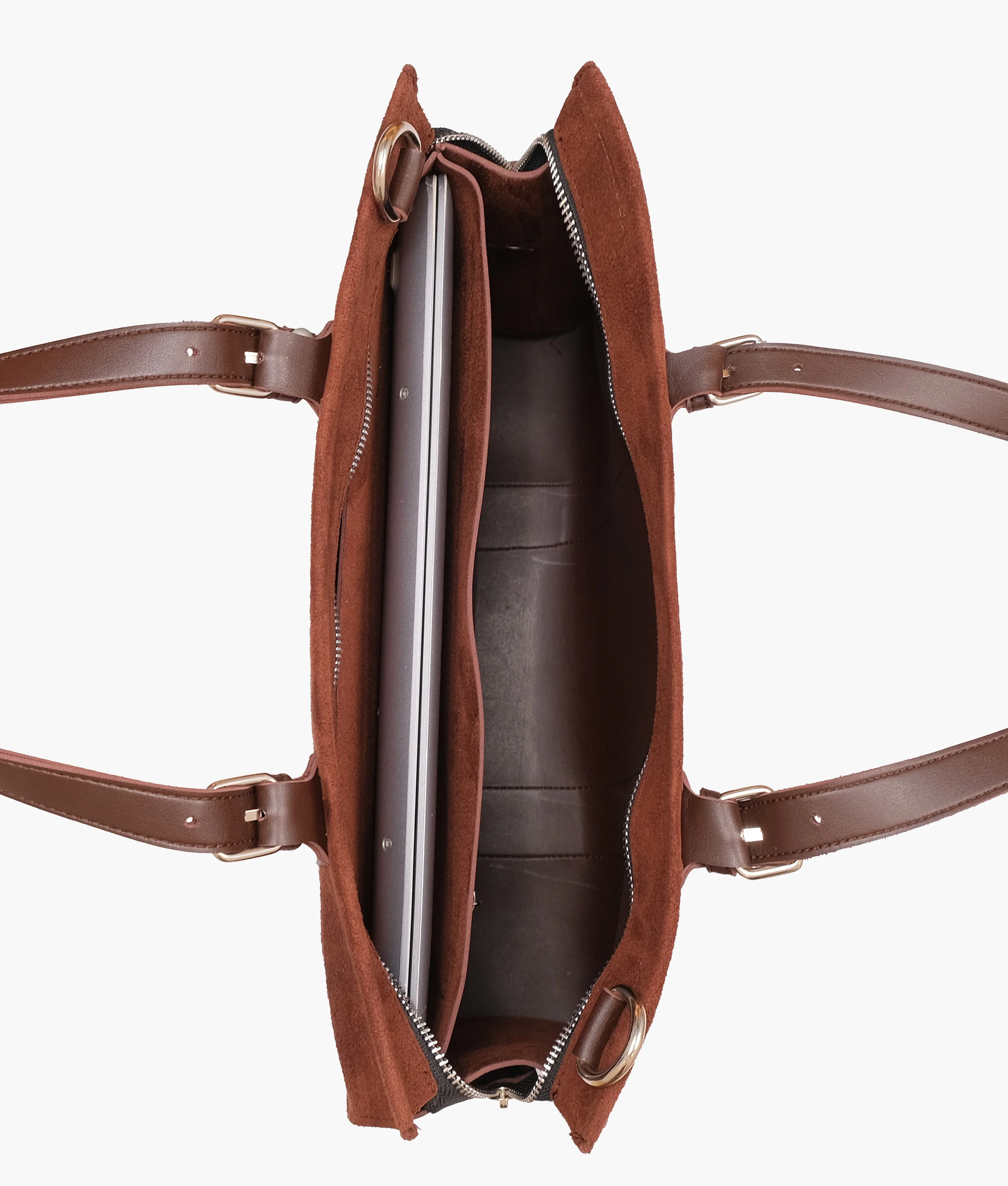 Dark Brown Suede Laptop Bag With Sleeve 612 - Image 5