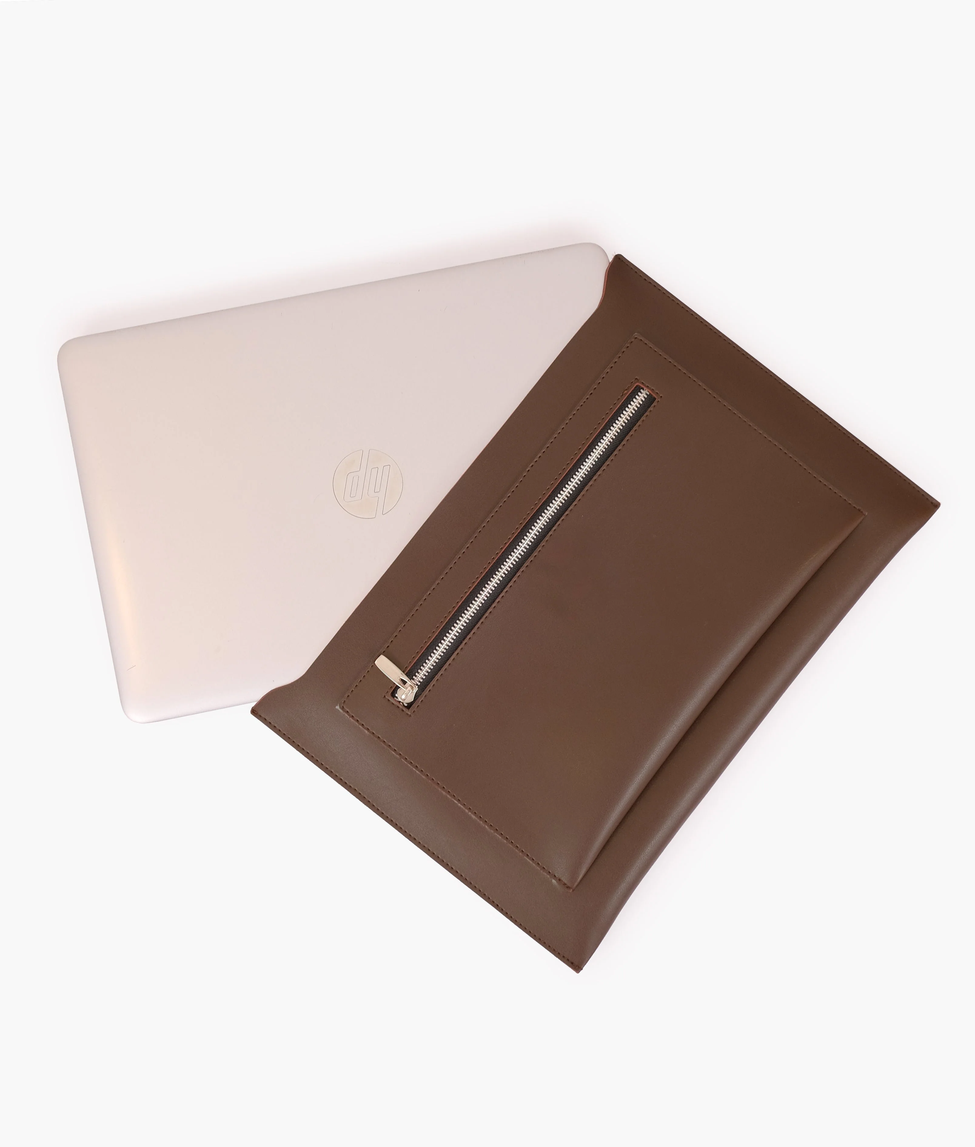 Dark Brown Suede Laptop Bag With Sleeve 612 - Image 7