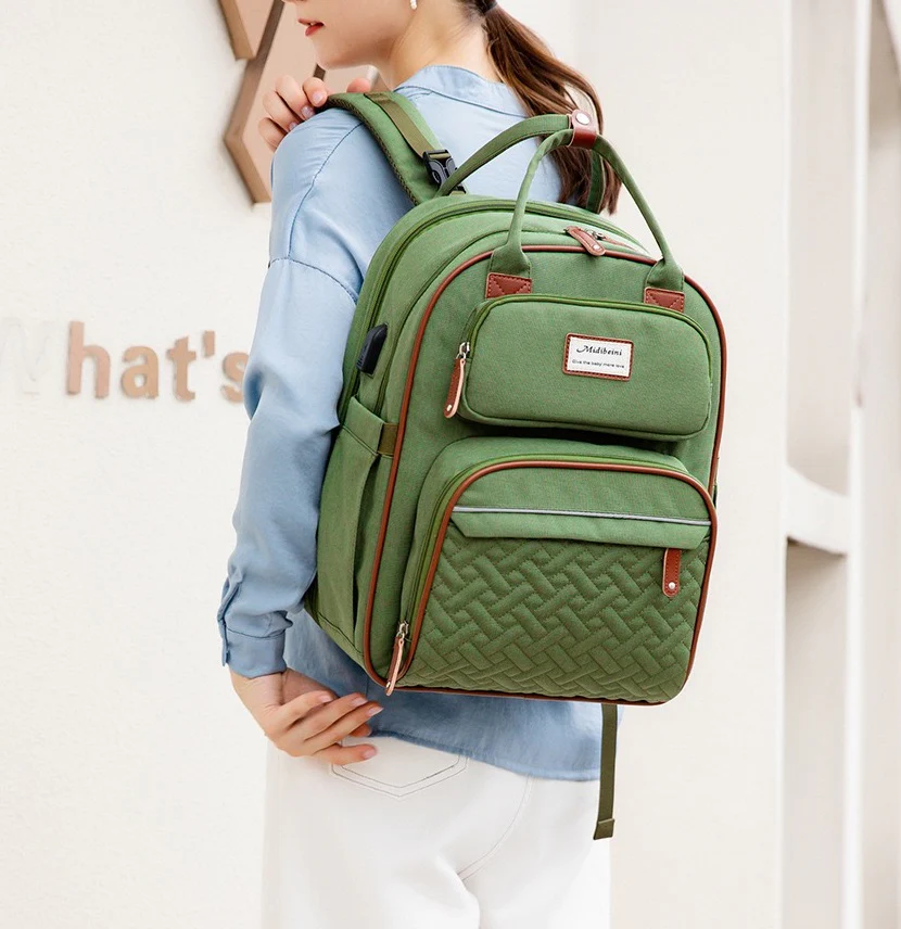 Black Baby Nappy Diaper Backpack, Foldable Stroller Bag  USB Changing Bags Mosquito Net 4122 - Image 3