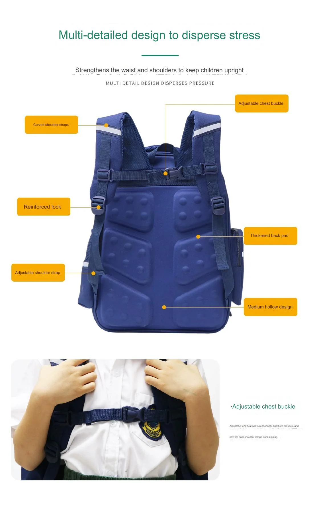 High Quality Durable Large Capacity School Backpack for Students 4079 - Image 7