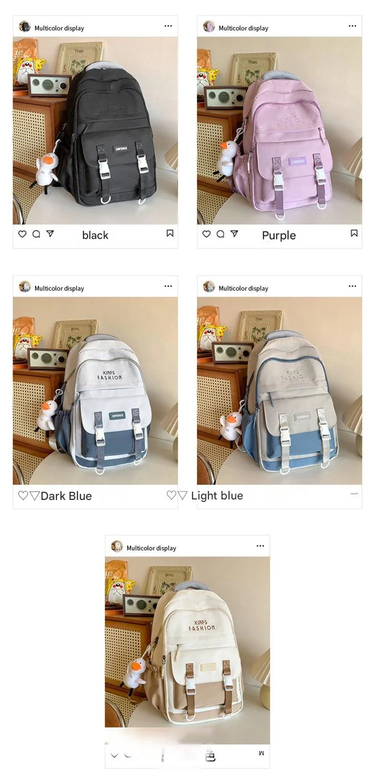 Elementary School, Junior High School, High School, and University, Large-Capacity Backpacks, Simple Backpacks for Women ZK409 - Image 13