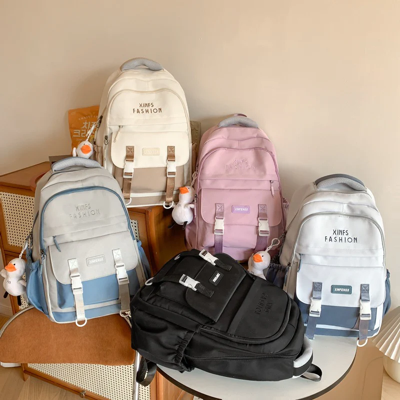 Elementary School, Junior High School, High School, and University, Large-Capacity Backpacks, Simple Backpacks for Women ZK409 - Image 3
