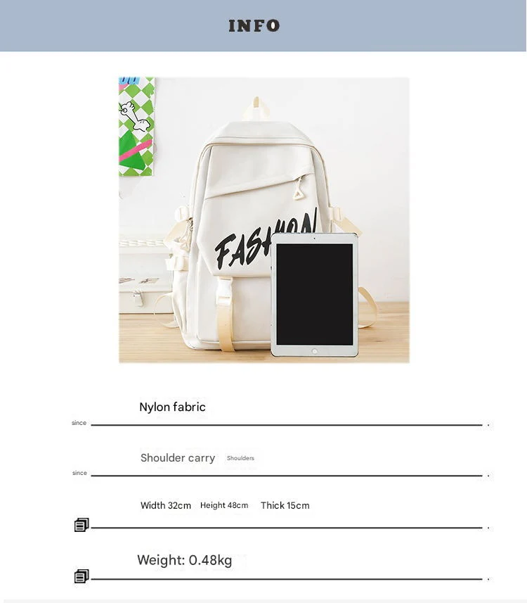 Fashion Canvas Korean Backpack 802 - Image 9