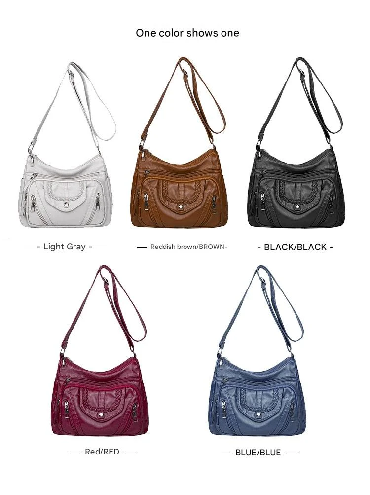 Fashionable Shoulder Bag, Retro Style Soft Leather Mother's Bag, Casual Shopping, Lightweight Crossbody Bag 8023 - Image 12