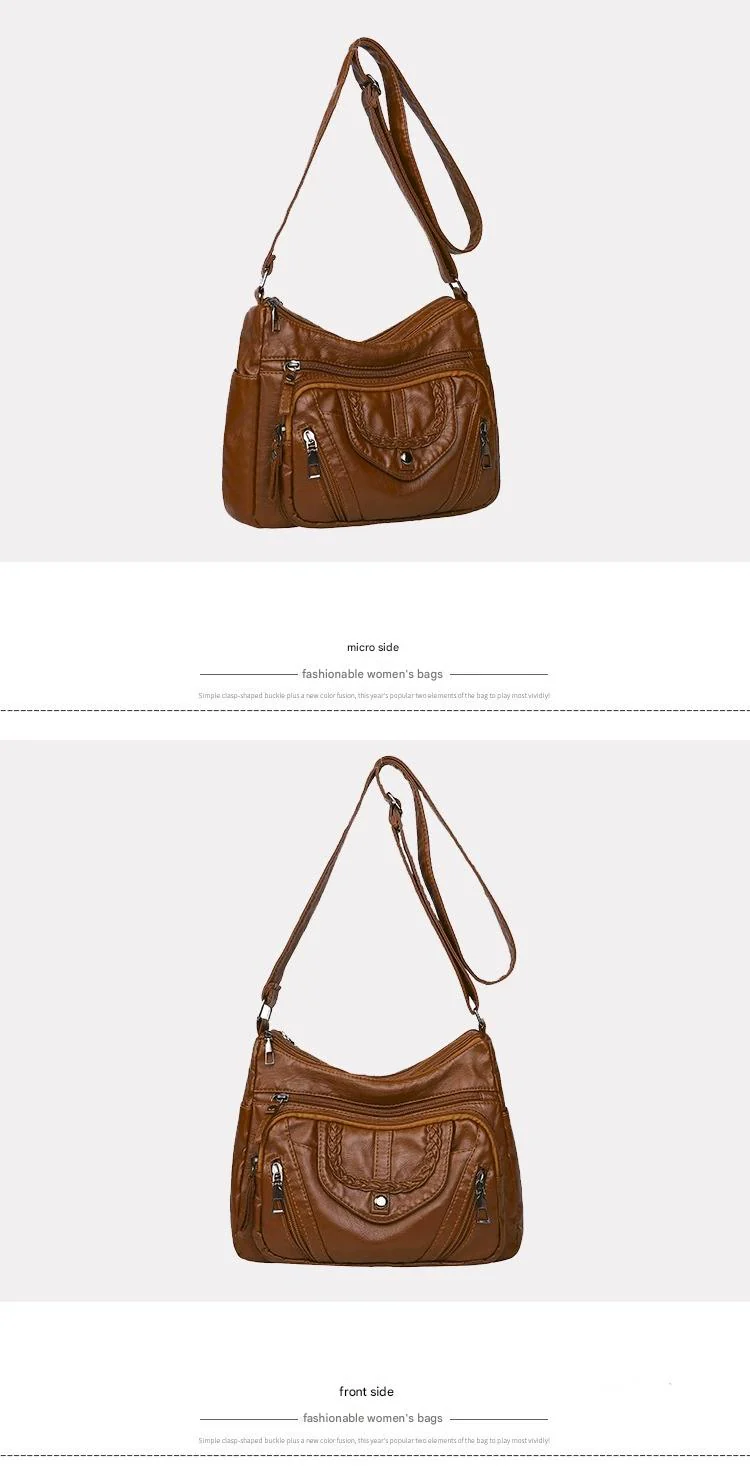 Fashionable Shoulder Bag, Retro Style Soft Leather Mother's Bag, Casual Shopping, Lightweight Crossbody Bag 8023 - Image 14