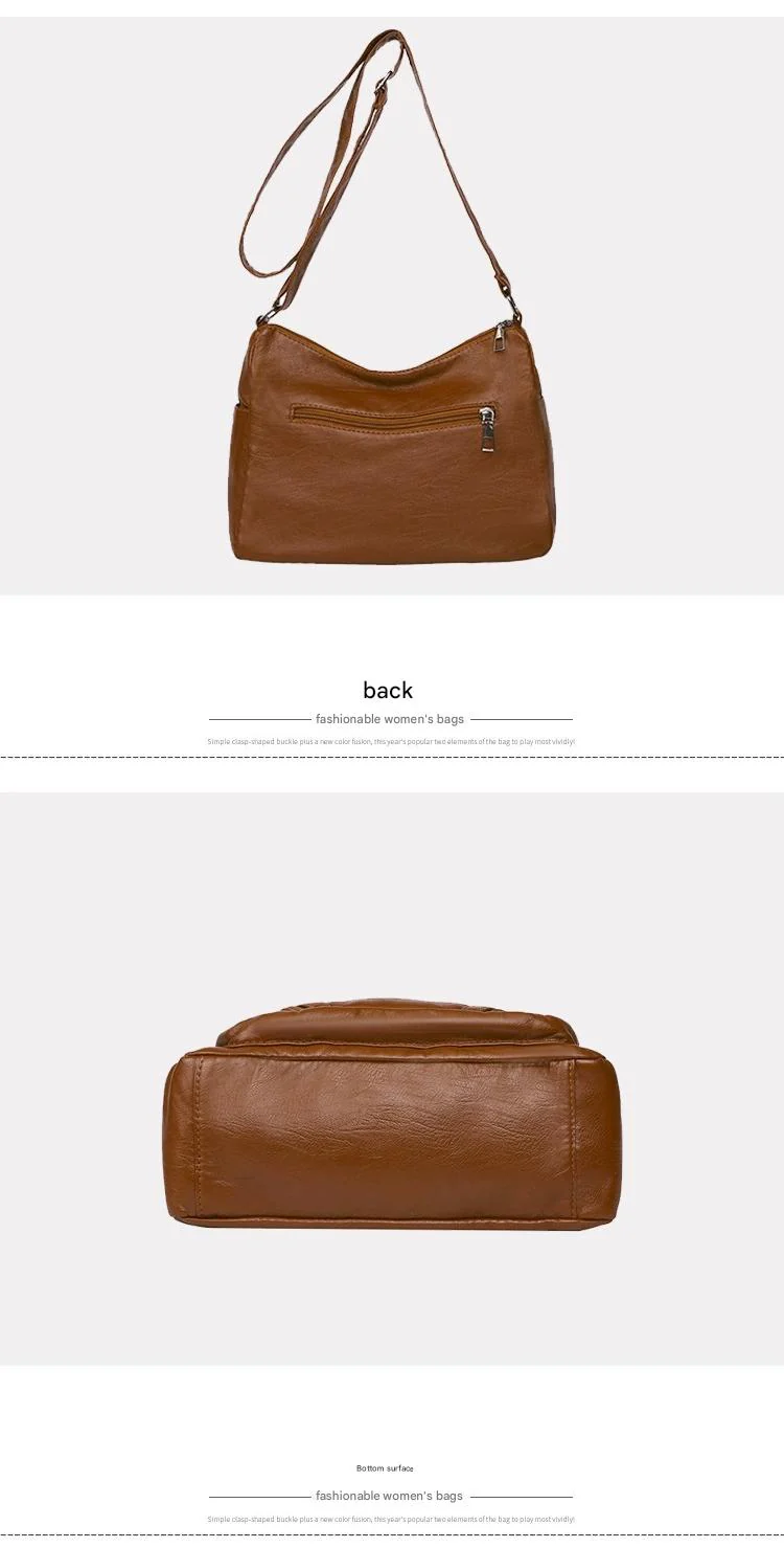 Fashionable Shoulder Bag, Retro Style Soft Leather Mother's Bag, Casual Shopping, Lightweight Crossbody Bag 8023 - Image 15