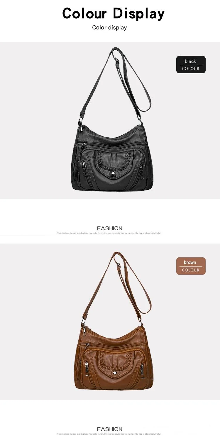 Fashionable Shoulder Bag, Retro Style Soft Leather Mother's Bag, Casual Shopping, Lightweight Crossbody Bag 8023 - Image 16