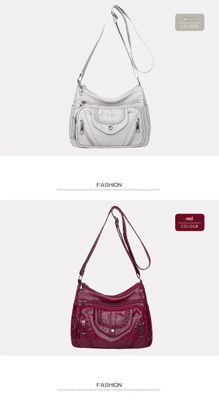 Fashionable Shoulder Bag, Retro Style Soft Leather Mother's Bag, Casual Shopping, Lightweight Crossbody Bag 8023 - Image 17