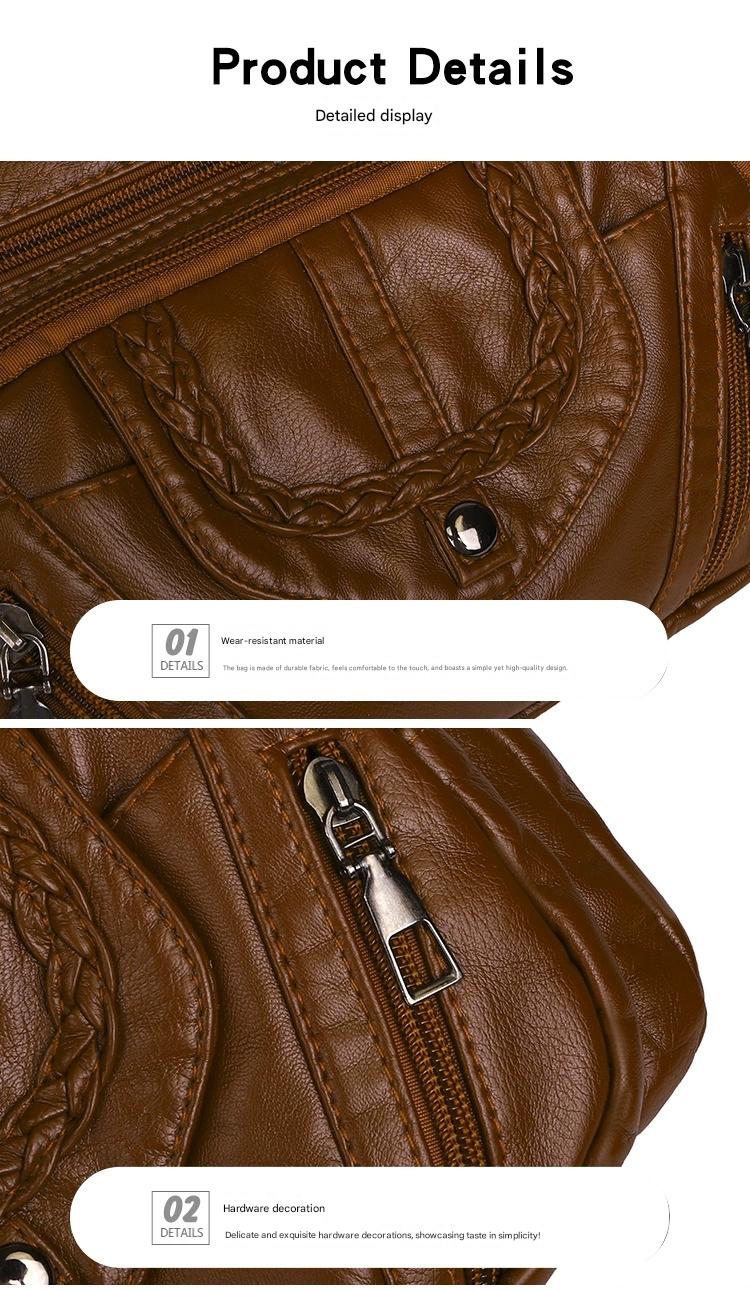 Fashionable Shoulder Bag, Retro Style Soft Leather Mother's Bag, Casual Shopping, Lightweight Crossbody Bag 8023 - Image 19