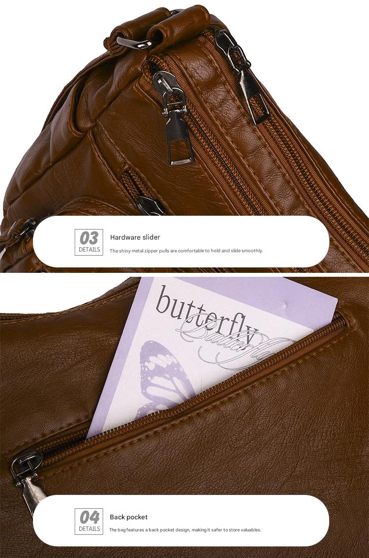 Fashionable Shoulder Bag, Retro Style Soft Leather Mother's Bag, Casual Shopping, Lightweight Crossbody Bag 8023 - Image 20
