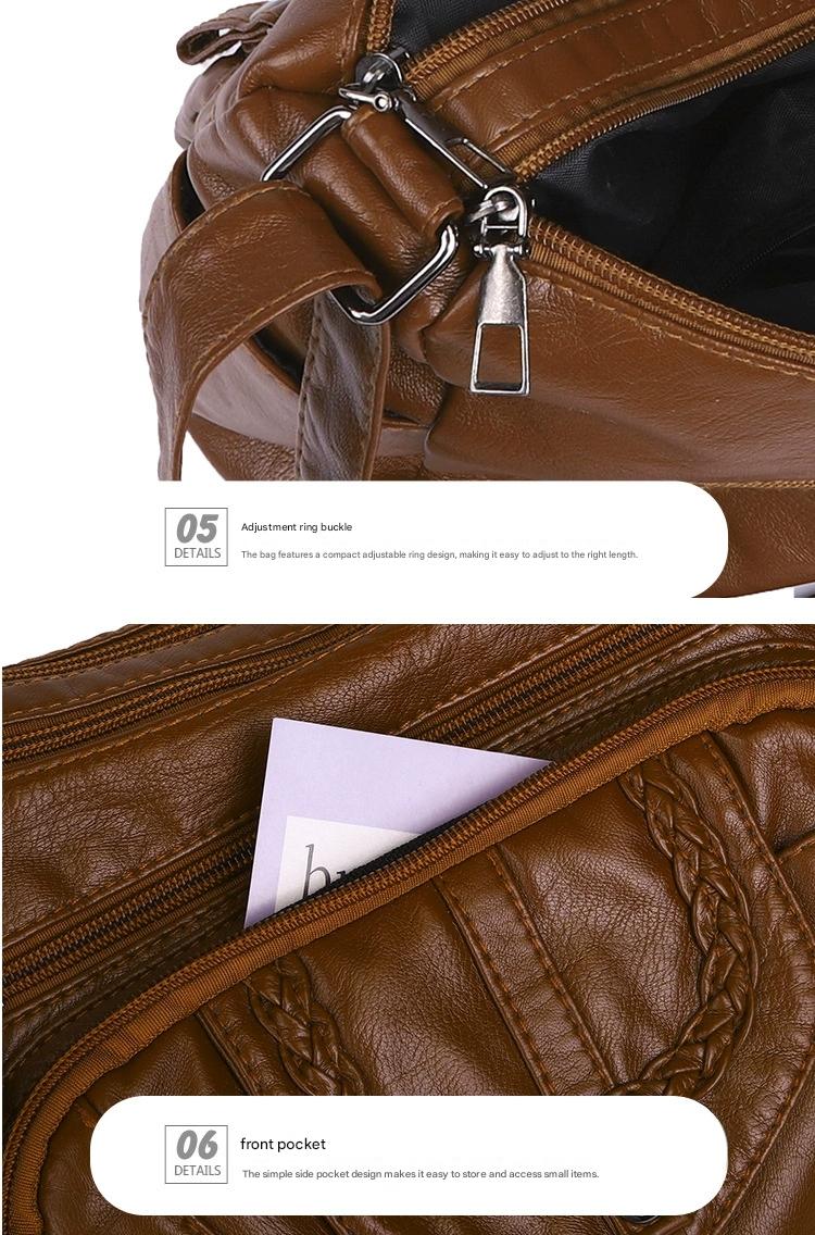 Fashionable Shoulder Bag, Retro Style Soft Leather Mother's Bag, Casual Shopping, Lightweight Crossbody Bag 8023 - Image 21