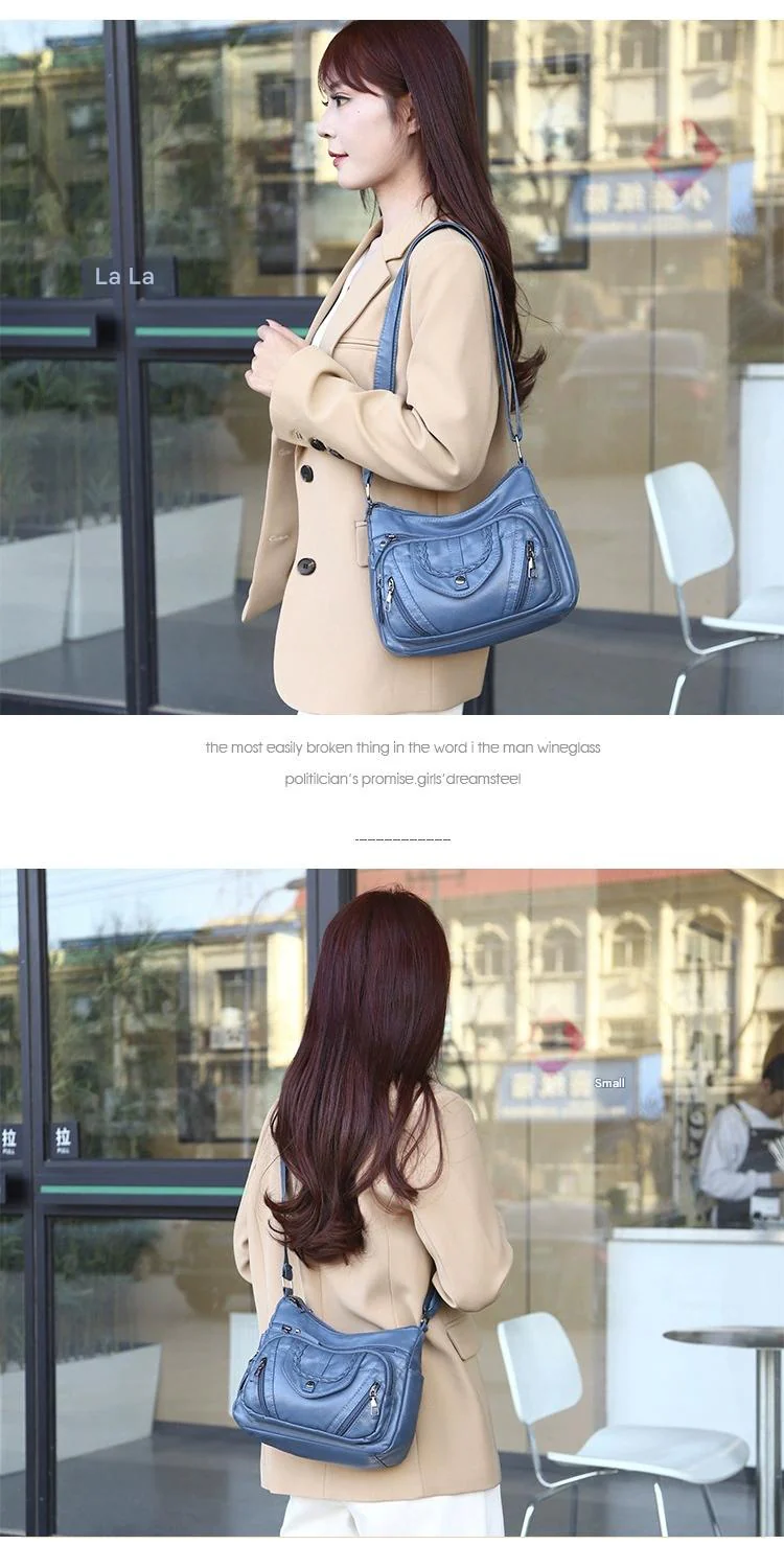 Fashionable Shoulder Bag, Retro Style Soft Leather Mother's Bag, Casual Shopping, Lightweight Crossbody Bag 8023 - Image 5