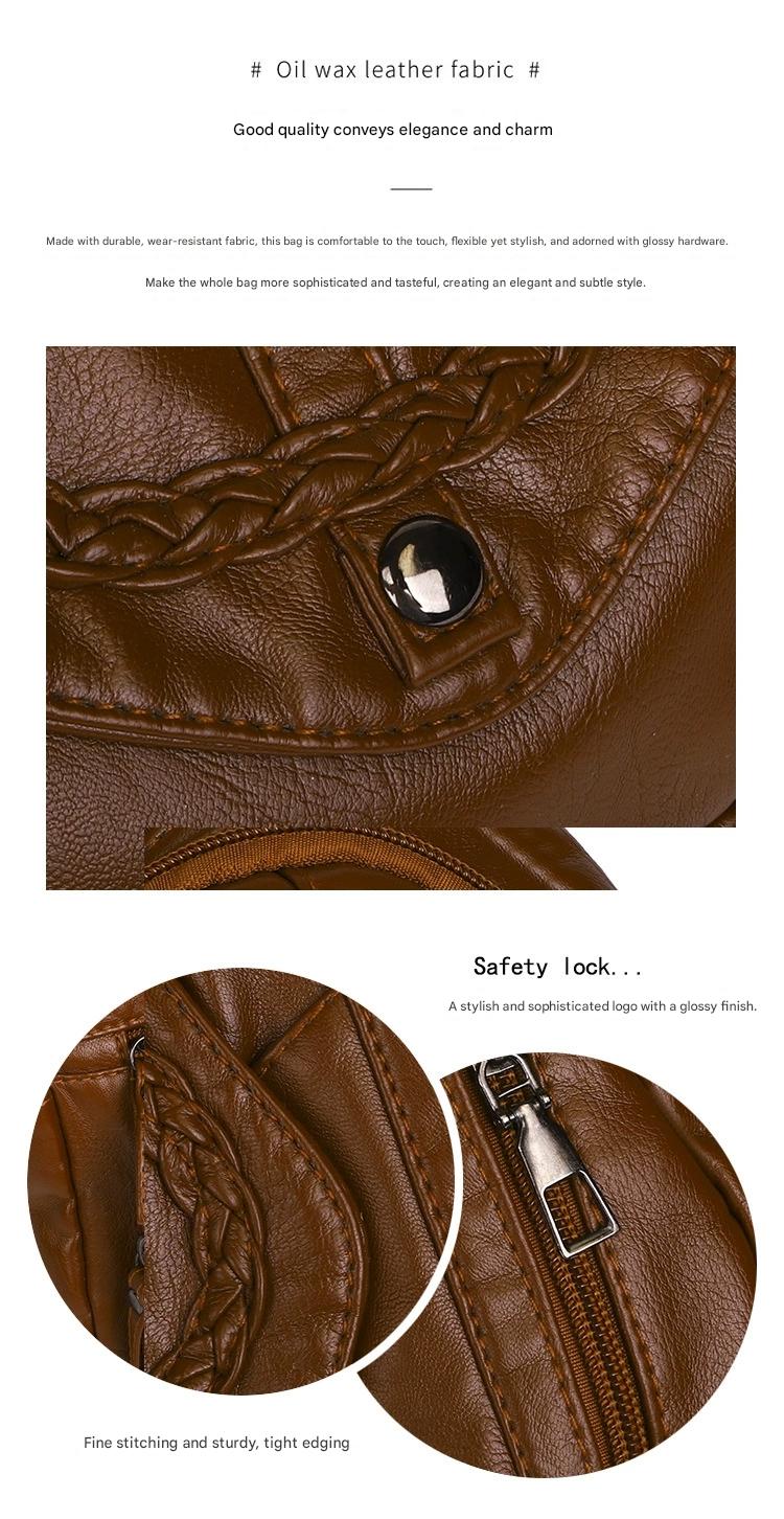 Fashionable Shoulder Bag, Retro Style Soft Leather Mother's Bag, Casual Shopping, Lightweight Crossbody Bag 8023 - Image 8