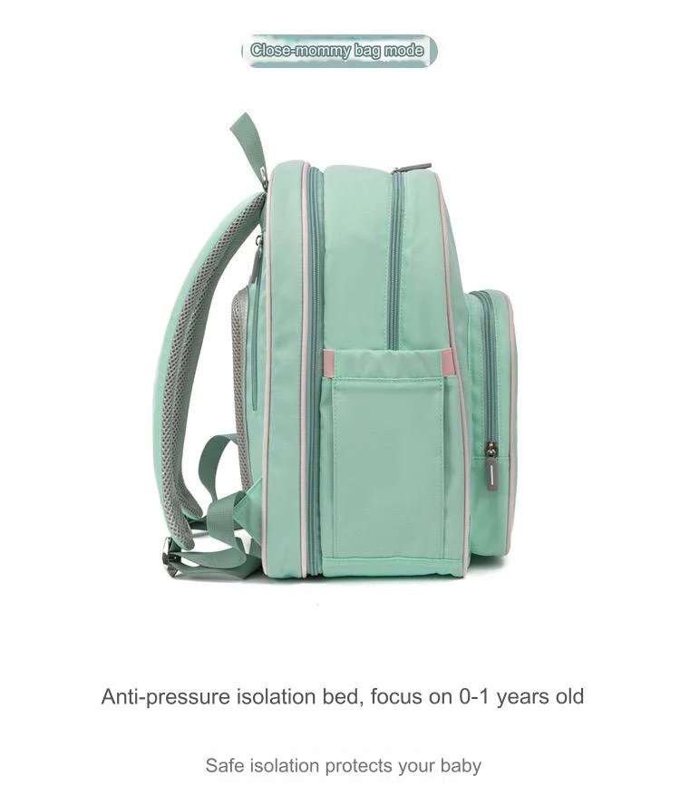 Green Baby Nappy Diaper Backpack, Foldable Stroller Bag, Mosquito Net 4124 - Image 9