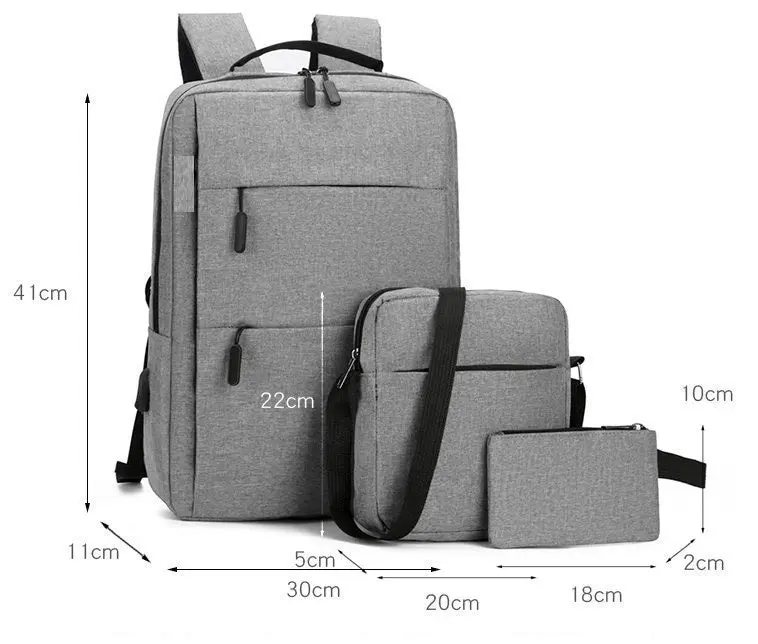 3Pcs Sets Men & Women Waterproof Backpack Without USB Port 4105 - Image 3